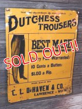 dp-170701-13 Dutchess Trousers / 1920's-1930's Advertising Sign