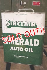 dp181001-02 SINCLAIR / EMERALD AUTO OIL 1960's 2 Gallons Can