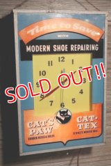 dp-190101-12 CAT'S PAW CAT-TEX / 1950's Advertising Lighted Clock