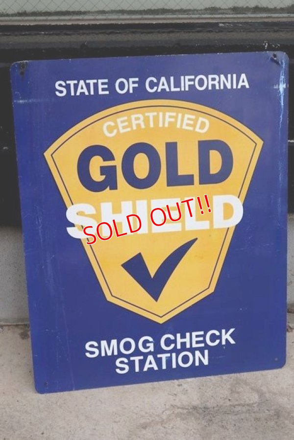 画像1: dp-190601-16 California GOLD SHIELD / Smog Check Station 1980's〜Metal Sign