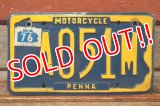 dp-201114-37 1970's Motorcycle License Plate "Pennsylvania"