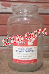 dp-201201-22 WHITE SWAN PLAIN OLIVES / Vintage Glass Bottle