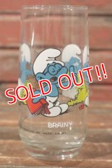 gs-141101-190 SMURF / Hardee's 1982 Glass "BRAINY"