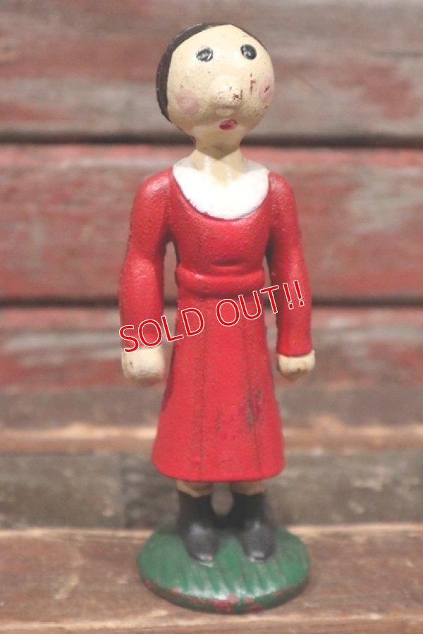 画像1: ct-211101-02 Popeye / Olive Oyl 1930's-1940's Cast Iron Coin Bank