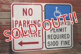 dp-211110-59 Road Sign "No Parking Any Time・Handicapped Permit Required ＄100 Fine"