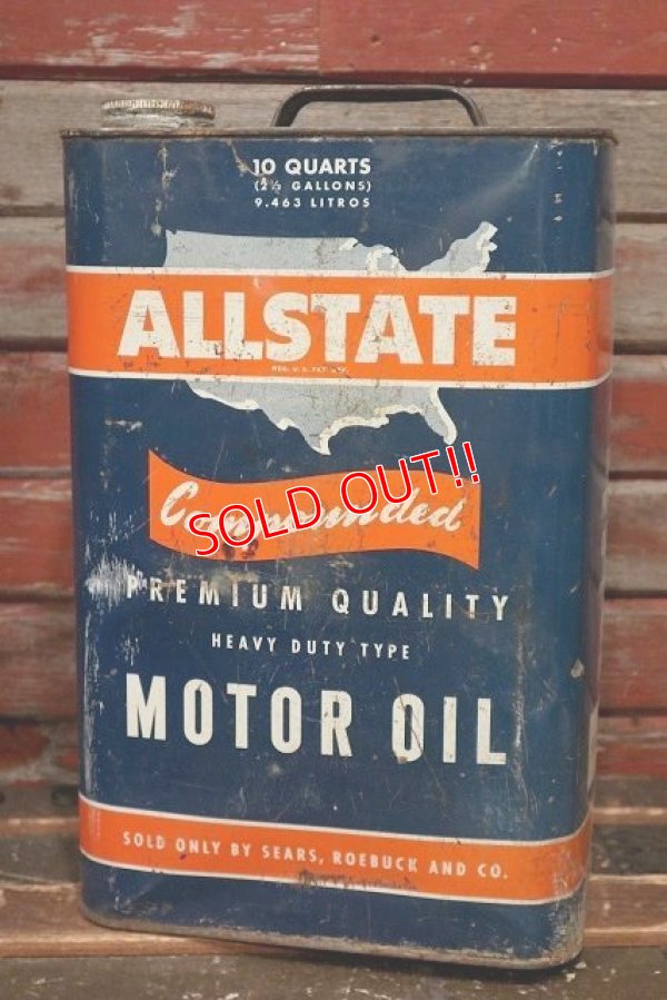 画像1: dp-220301-47 ALLSTATE MOTOR OIL / 1940's-1950's  2 1/2 U.S. Gallons Can