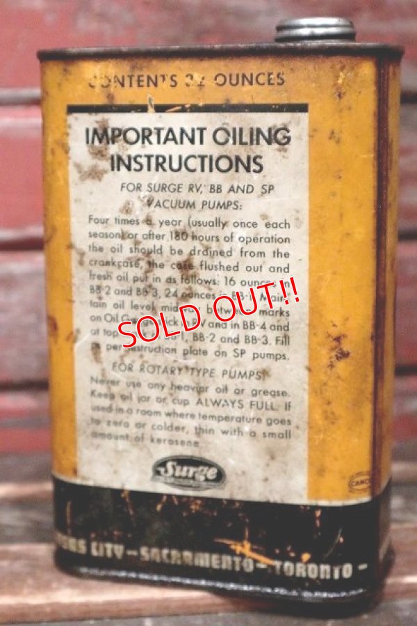 画像2: dp-220401-194 Surge / Vintage VACUUM PUMP OIL Can