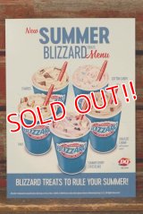 dp-220401-28 Dairy Queen / Store Menu Card Sign 2018 "SUMMER BLIZZARD"