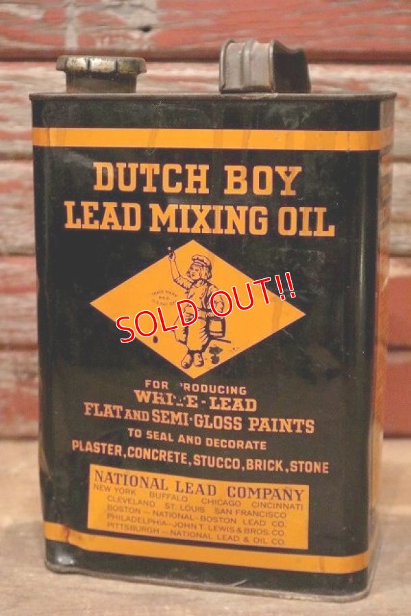 画像1: dp-220901-14 DUTCH BOY / 1940's LEAD MIXING OIL ONE GALLON Can