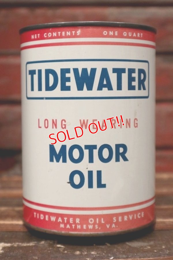 画像1: dp-220301-71 TIDEWATER / 1950's MOTOR OIL One U.S. Quart Can