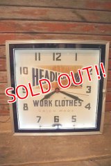 dp-230101-44 HEADLIGHT WORK CLOTHES 1940's Advertising Neon Clock