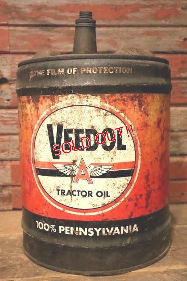 画像1: dp-230503-28 VEEDOL / TRACTOR OIL 1950's 5 U.S. GALLONS CAN