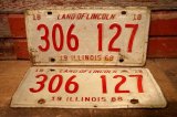 dp-230601-21 License Plate 1968 ILLINOIS "306 127" Set