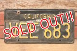 dp-230724-23 License Plate 1960's CALIFORNIA "VEE 683"