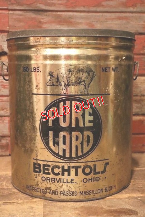 画像1: dp-231001-31 BECHTOLS PURE LARD 1940's-1950's Can 