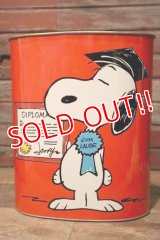 ct-231001-58 Snoopy & Charlie Brown / CHEINCO 1970's Trash Can (Red)