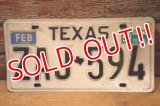 dp-201101-27 License Plate 1980's TEXAS "ZAJ-594"