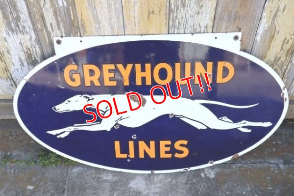 画像1: dp-240301-02 GREYHOUND / 1950's W-sided Porcelain Sign