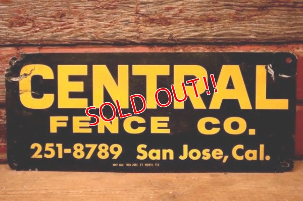 画像1: dp-240207-22 CENTRAL FENCE CO. Metal Sign