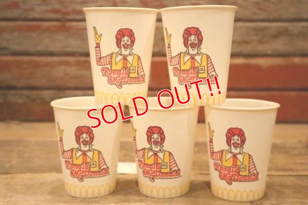 画像1: ct-150401-11 McDonald's / Ronald McDonald 1970's Wax Paper Cups (5個セット)