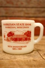 kt-220301-12 MARKESAN STATE BANK / Anchor Hocking 1980's Mug