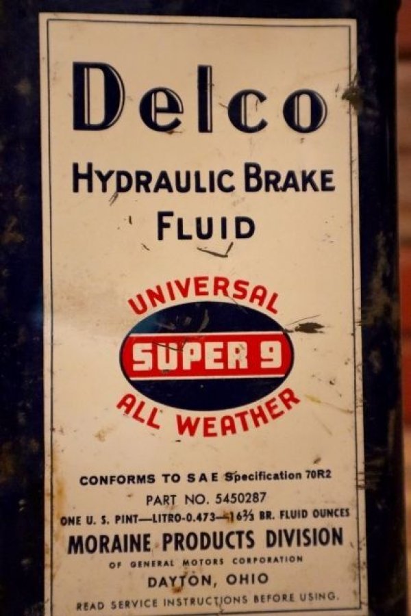 画像2: dp-240508-51 Delco HYDRAULIC BRAKE FLUID SUPER 9 / 1930's-1940's One U.S. PINT Can