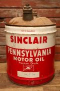 dp-240508-32 SINCLAIR / PENNSYLVEANIA MOTOR OIL 1950's 5 Gallons Can
