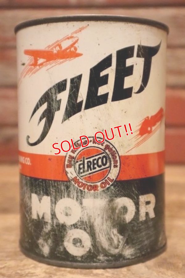 画像1: dp-240508-26 FLEET / 1950's MOTOR OIL One U.S. Quart Can