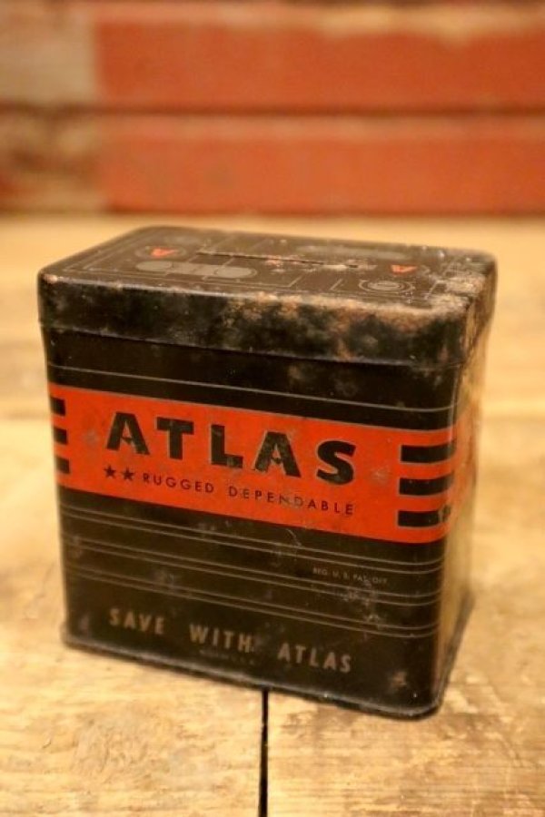 画像1: dp-240508-126 ATLAS / 1940's-1950's Battery Tin Coin Bank