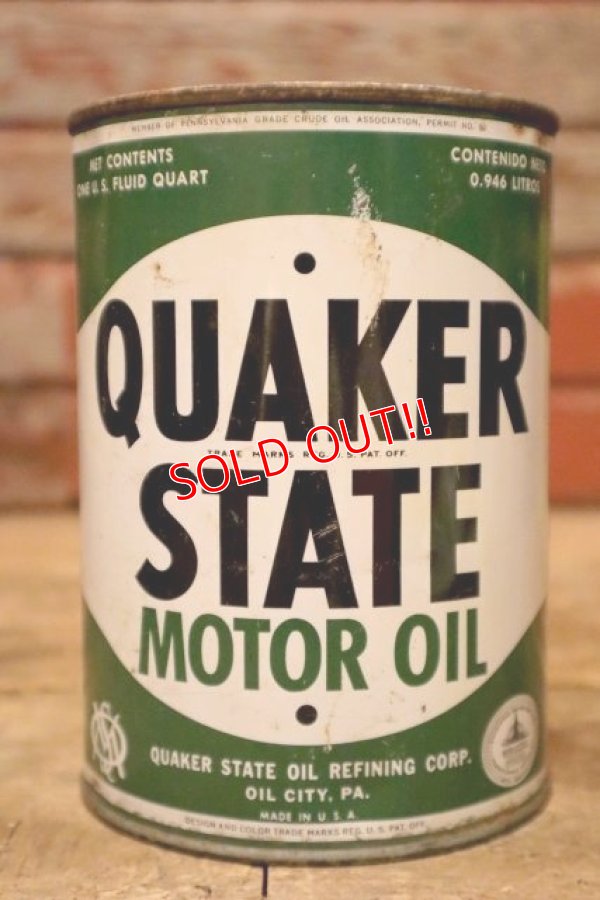 画像1: dp-240605-04 QUAKER STATE MOTOR OIL 1940's One U.S. Quart Can