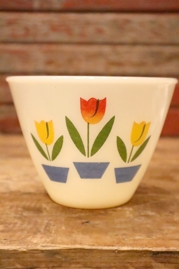 画像1: kt-230809-05 Fire-King / 1950's Ivory Tulip Grease Jar