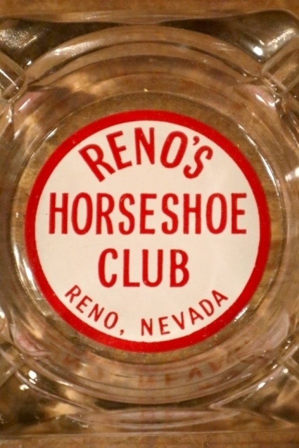 画像1: dp-240814-48 RENO'S HORSESHOE CLUB / Vintage Glass Ashtray