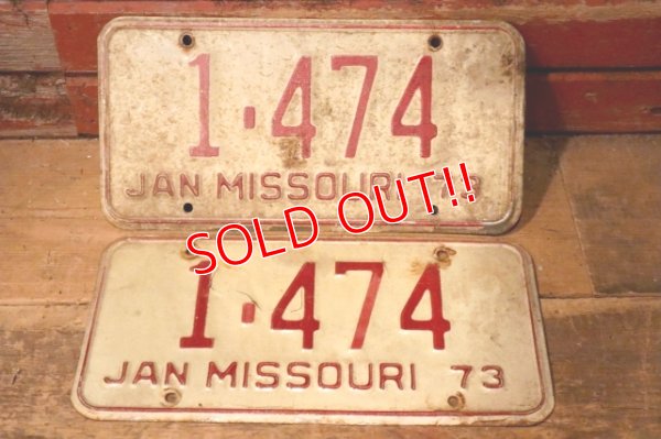 画像1: dp-230601-21 License Plate 1973 MISSOURI "1-474" Set