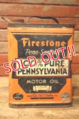 dp-240911-59 Firestone 1940's 100% PURE PENNSYLVANIA MOTOR OIL TWO U.S. GALLONS CAN