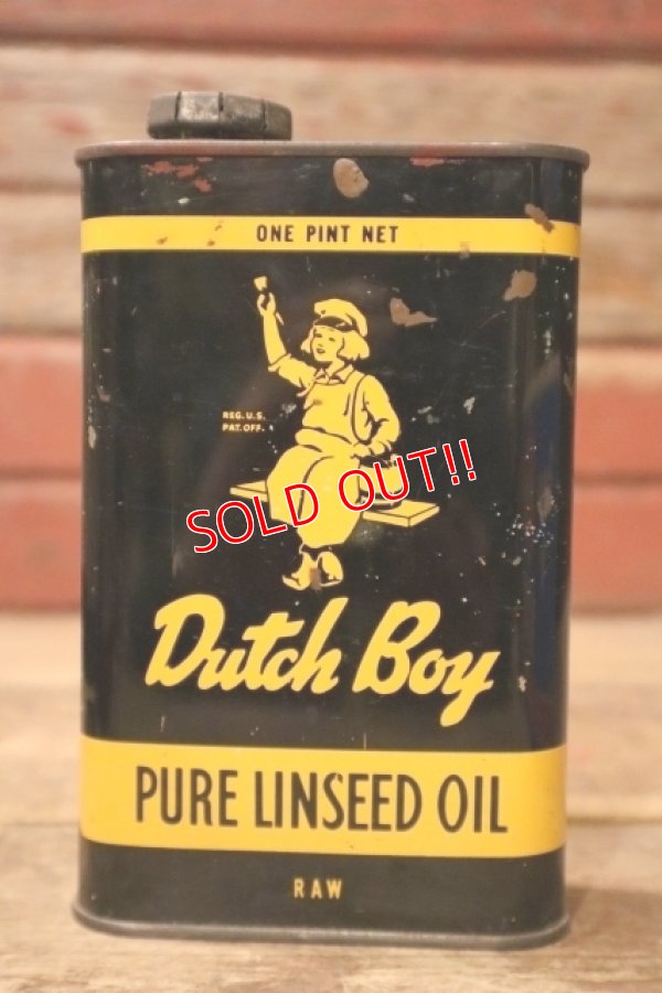 画像1: dp-241106-19 Dutch Boy Paint 1950's-1960's PURE LINSEED OIL ONE PINT Can