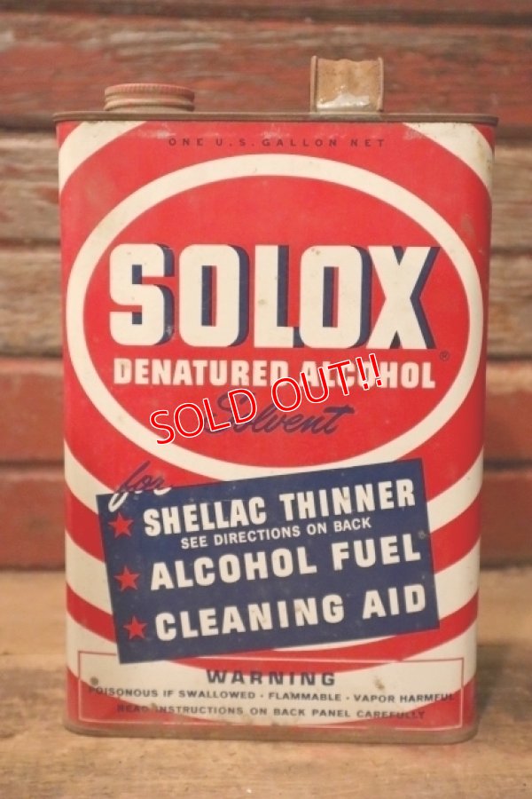 画像1: dp-241106-18 U.S. INDUSTRIAL CHEMICALS CO. / SOLOX DENATURED ALCOHOL CAN