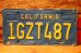 画像1: dp-241106-31 License Plate 1980's CALIFORNIA "1GZT487" (1)