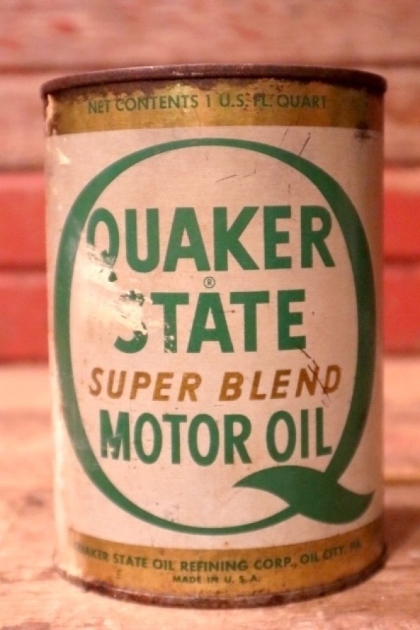 画像1: dp-240207-18 QUAKER STATE / 1970's SUPER BLEND MOTOR OIL One U.S. Quart Can