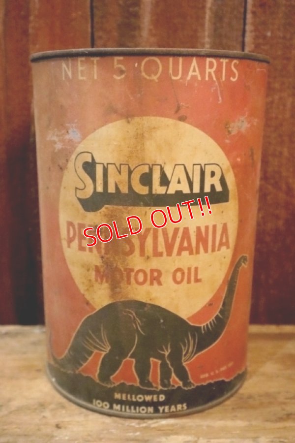 画像1: dp-250205-06 SINCLAIR PENNSYLVANIA MOTOR OIL 1930's-1940's 5 U.S. QUARTS CAN