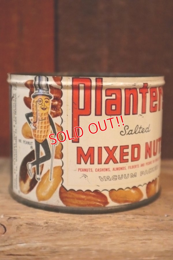 画像1: ct-250205-78 PLANTERS / MR.PEANUT 1950's Salted MIXED NUTS TIN CAN