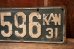 画像3: dp-250205-21 License Plate 1931 KANSAS "28-2596" (3)