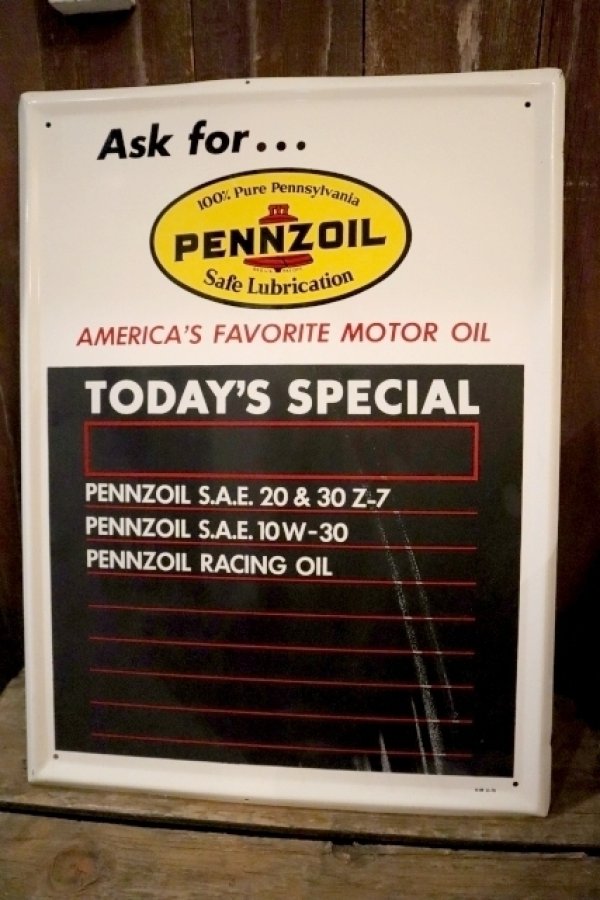 画像1: dp-250205-61 PENNZOIL 1970's Menu Board Metal Sign