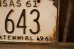 画像3: dp-250205-21 License Plate 1961 KANSAS "KW-643" (3)