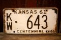 dp-250205-21 License Plate 1961 KANSAS "KW-643"