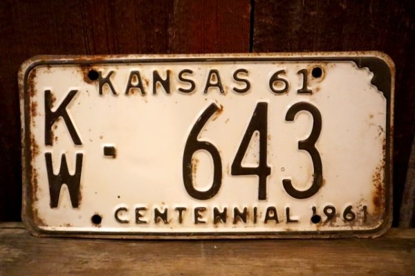 画像1: dp-250205-21 License Plate 1961 KANSAS "KW-643"