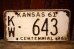 画像1: dp-250205-21 License Plate 1961 KANSAS "KW-643" (1)