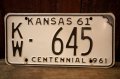 dp-250205-21 License Plate 1961 KANSAS "KW-645"