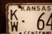 画像2: dp-250205-21 License Plate 1961 KANSAS "KW-643" (2)