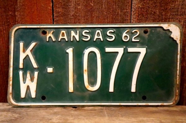 画像1: dp-250205-21 License Plate 1962 KANSAS "KW-1077"