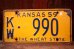 画像1: dp-250205-21 License Plate 1959 KANSAS "KW-990" (1)